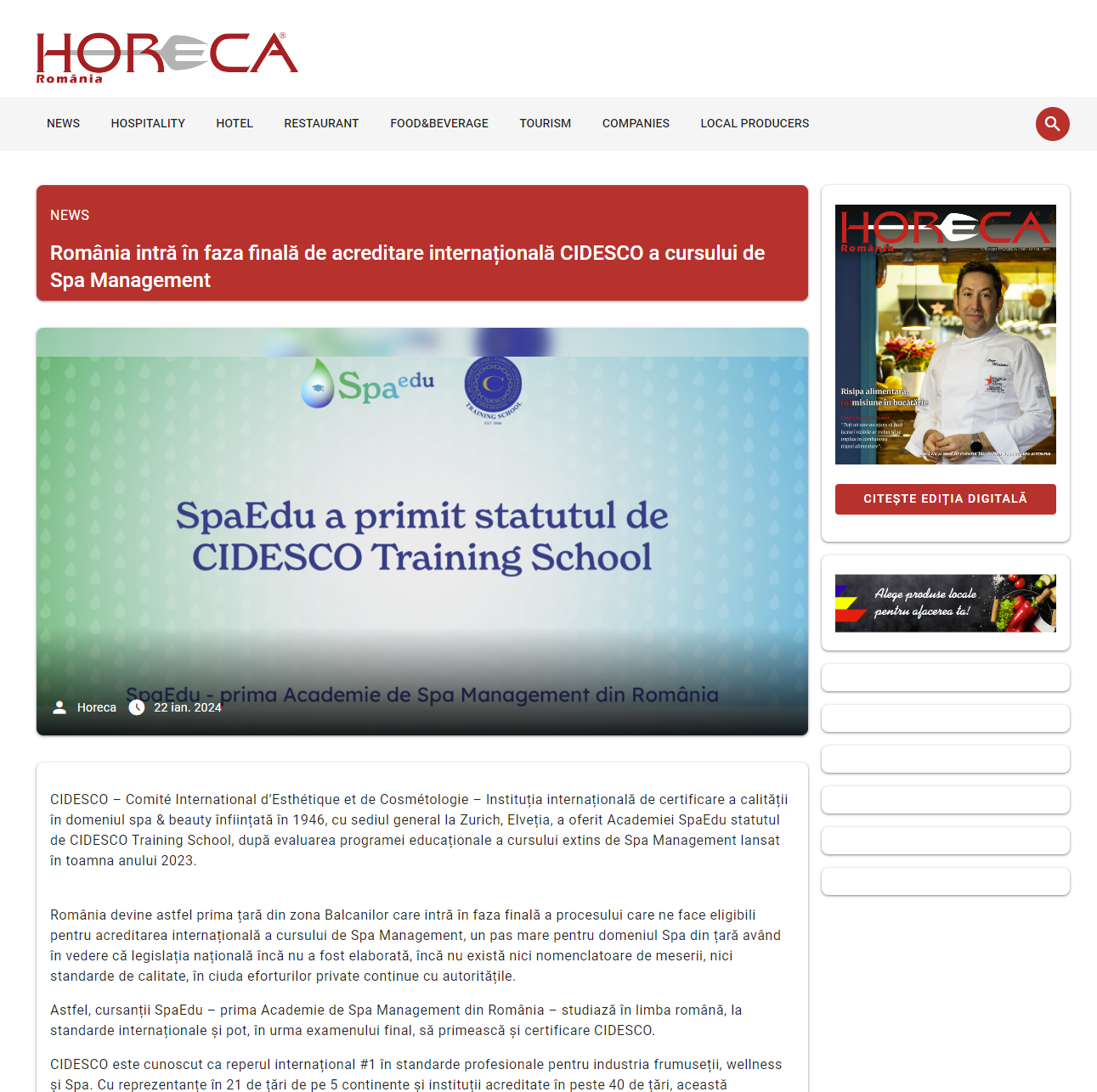 Screenshot SpaEdu Horeca