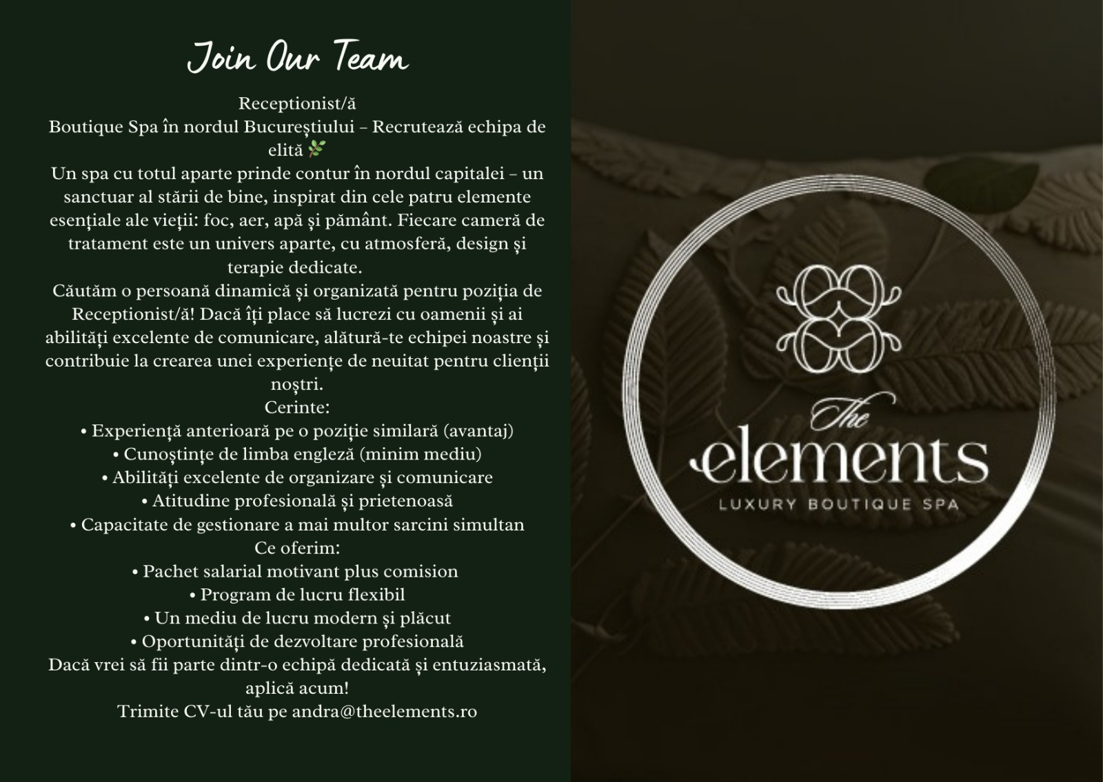 Receptionist wanted